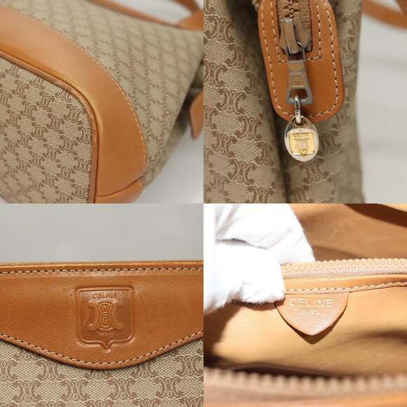 CELINE Macadam Canvas Shoulder Bag Pvc Beige Gold - Picture 11 of 13